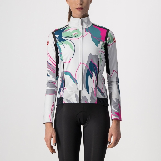 SILVER GRAY/TEAL BLUE-FLOWERS